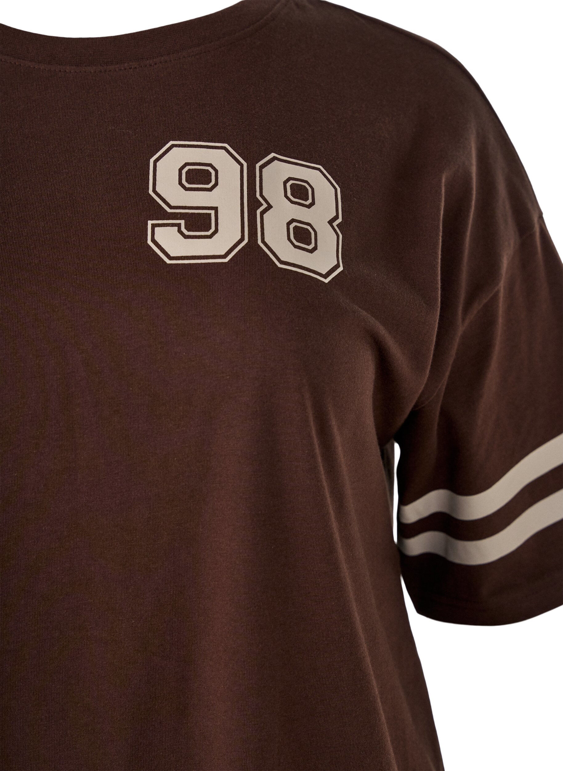 ZizzifashionShort t-shirt dress with sporty details, Brown, Packshot image number 2