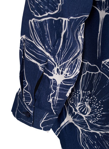 Floral print viscose shirt with long sleeves, Navy B./Big Fl.AOP, Packshot image number 3