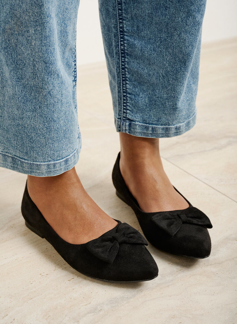 Wide fit ballerina with bow, Black, Image image number 0