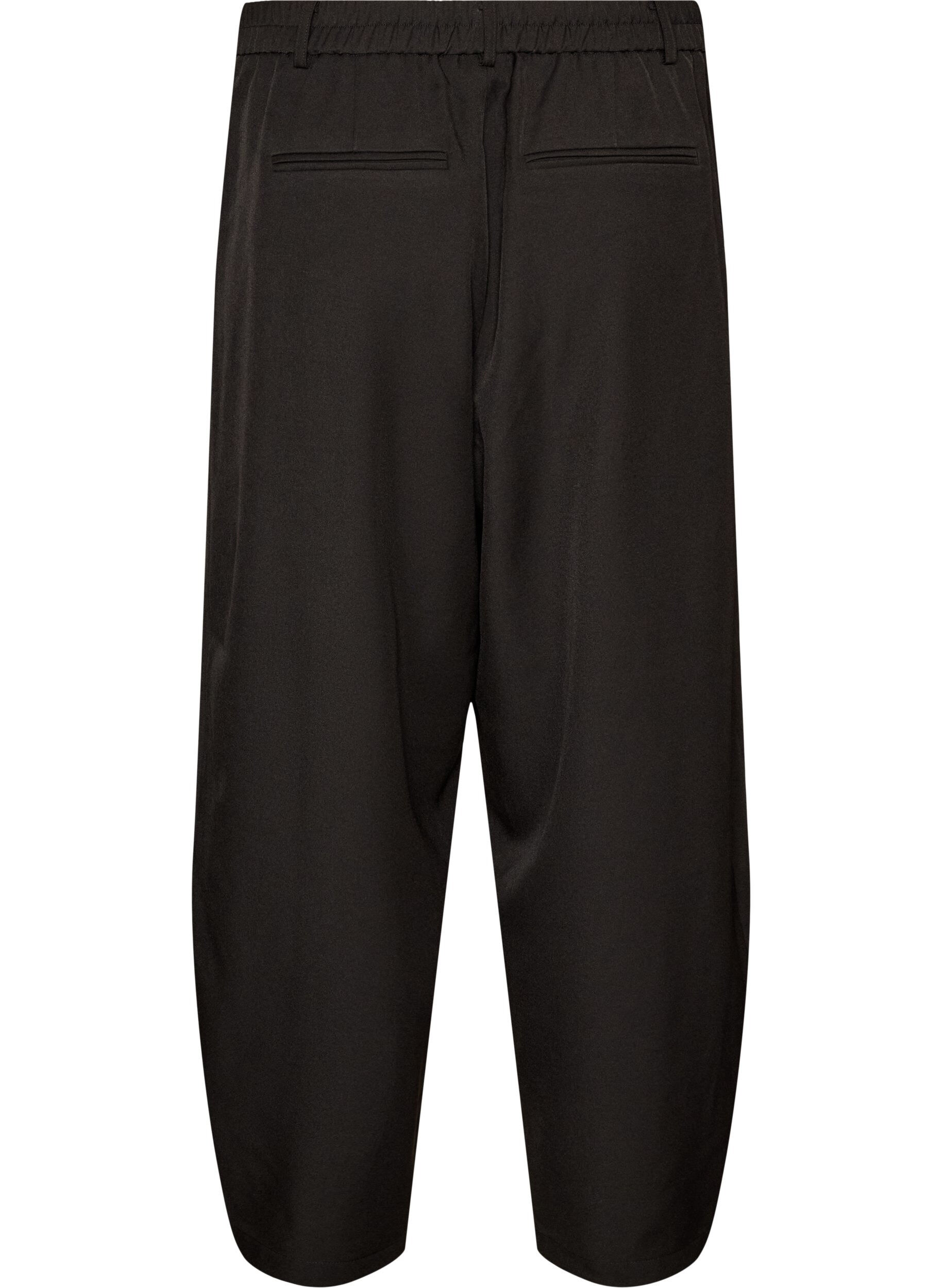 ZizzifashionHigh-waisted barrel fit trousers, Black, Packshot image number 1
