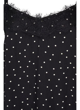 Spotted viscose night top with lace, Angora Dot, Packshot image number 2