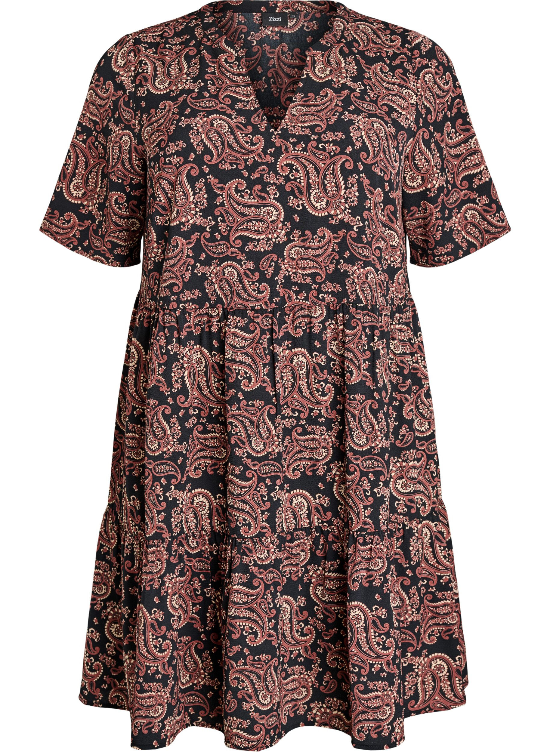 Short sleeve dress with a-line and cutlines