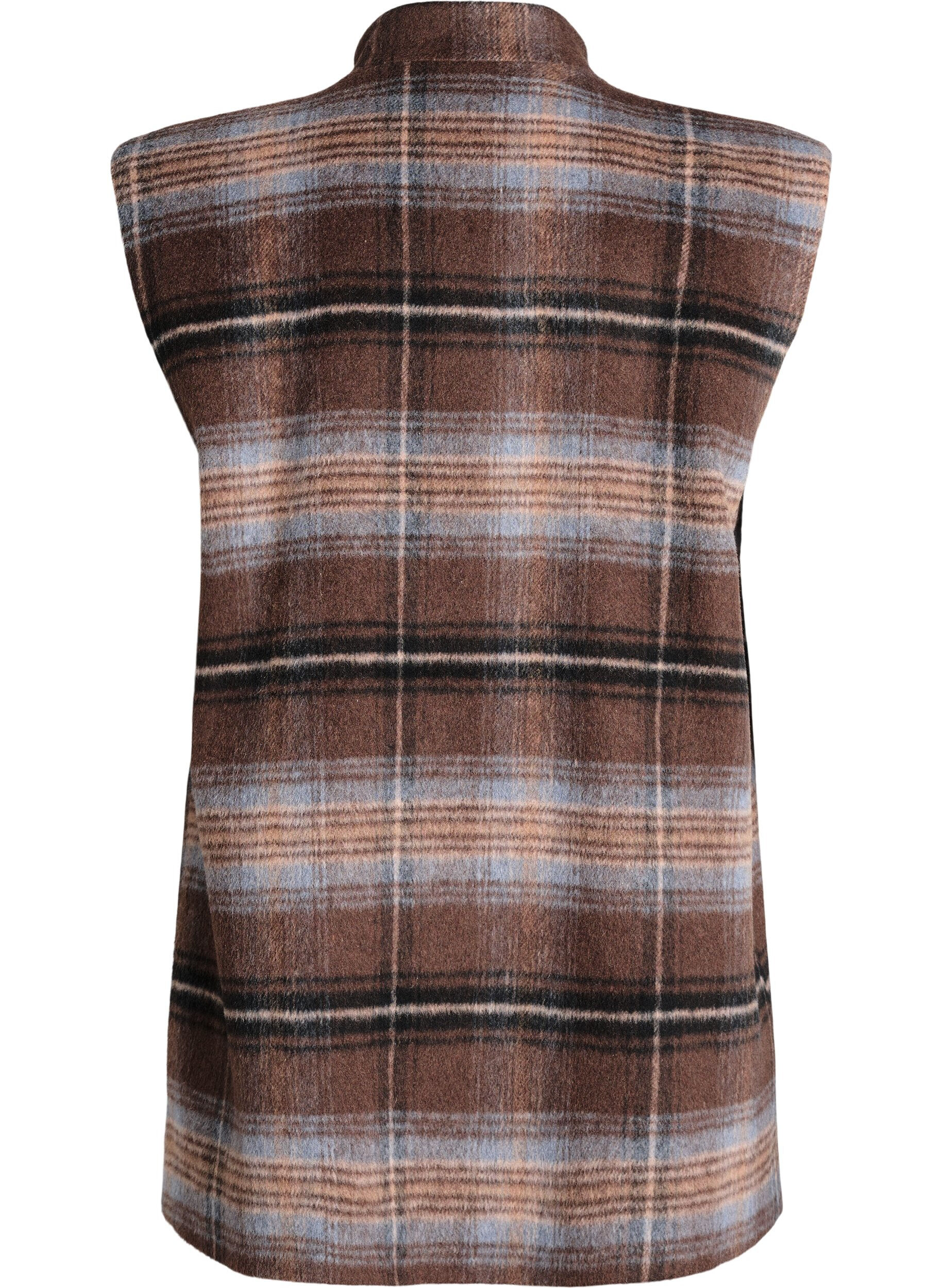 Zizzifashion Long checked vest, Brown, Packshot image number 1