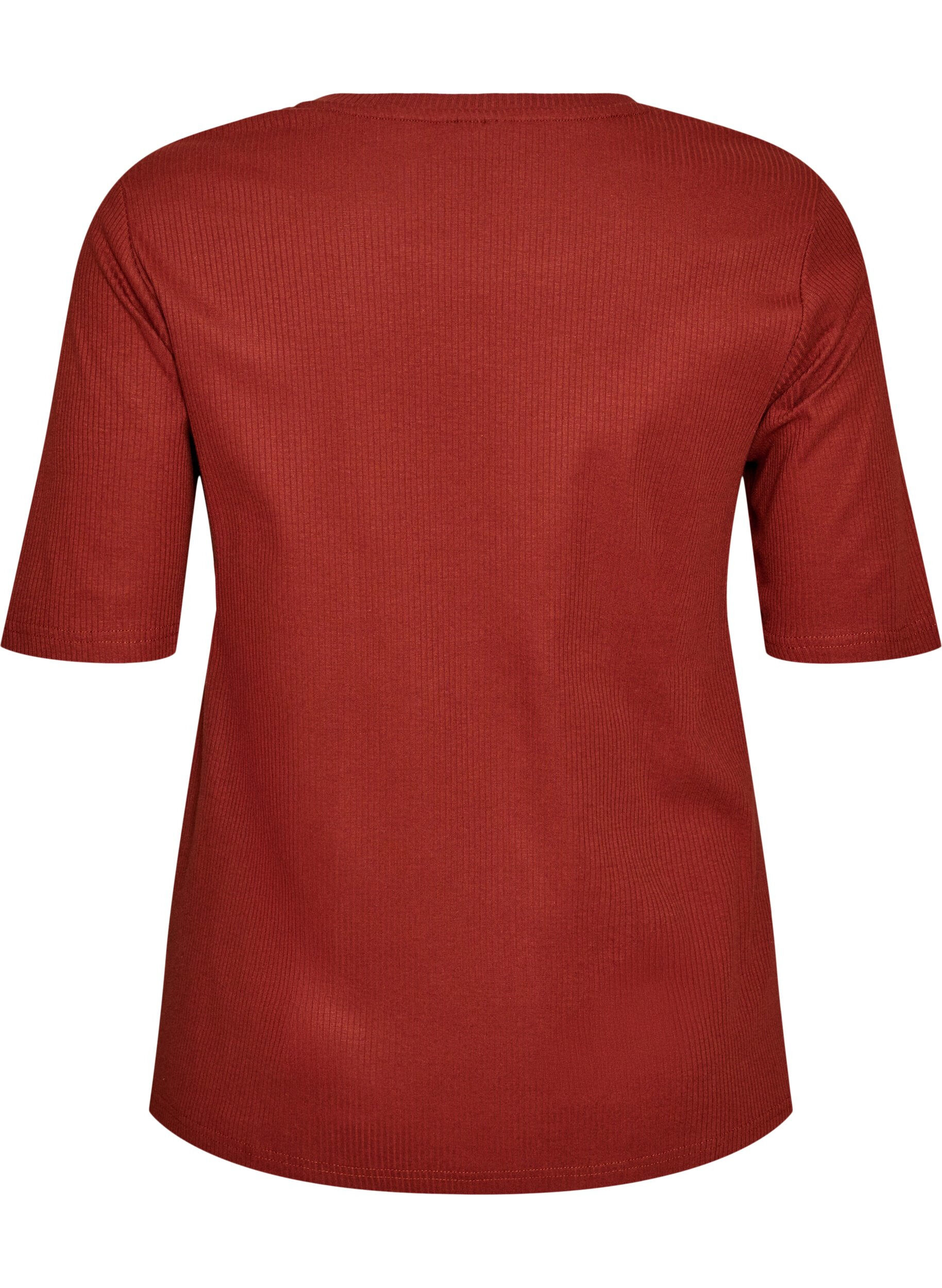 ZizzifashionRibbed jersey blouse with short sleeves, Red, Packshot image number 1