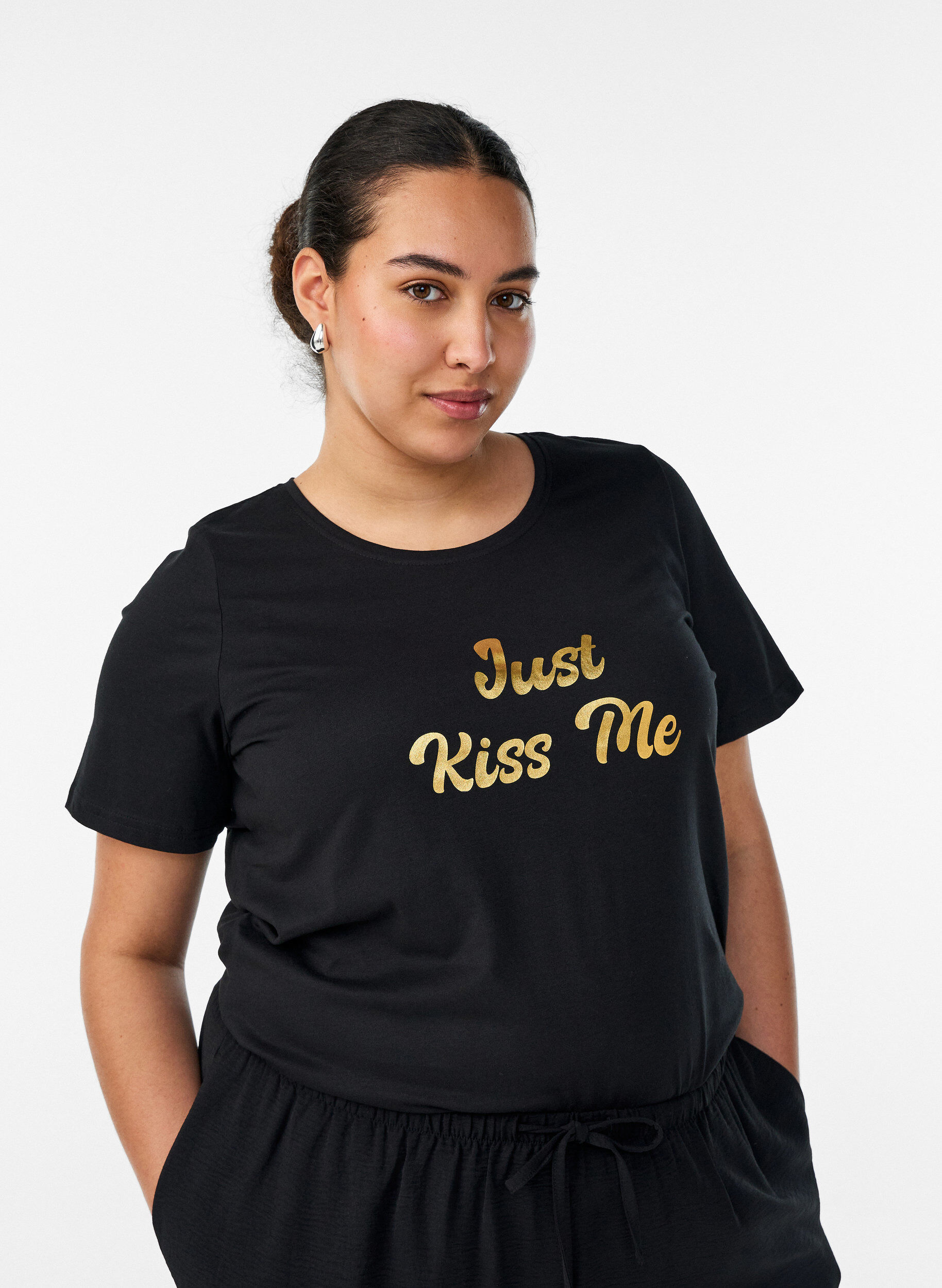 ZizzifashionT-shirt with motif, Black, Model image number 0