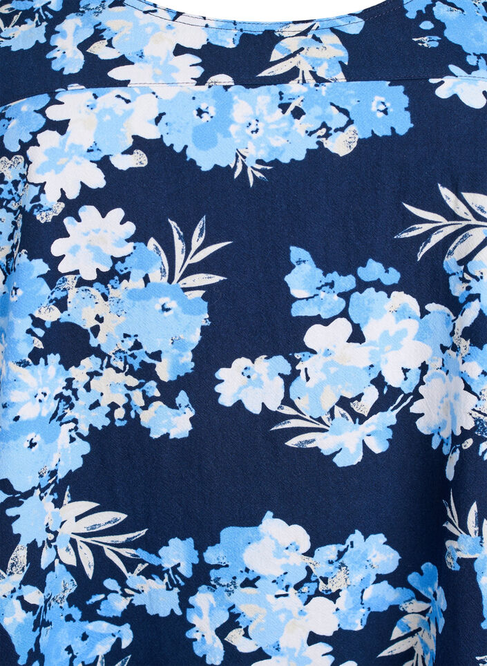 Short-sleeved cotton dress with print, Blue, Packshot image number 2