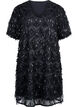 Short dress with sequin fringes, Black, Packshot image number 0
