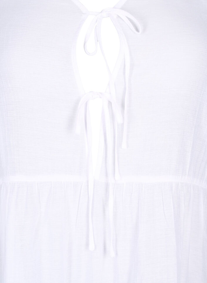 A-line viscose tunic with lace-up detail, White, Packshot image number 2