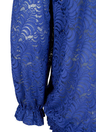 Long-sleeved lace blouse with smock, Deep Ultramarine, Packshot image number 3