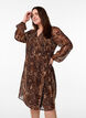 Knee-length wrap dress with animal print, Brown, Model image number 0