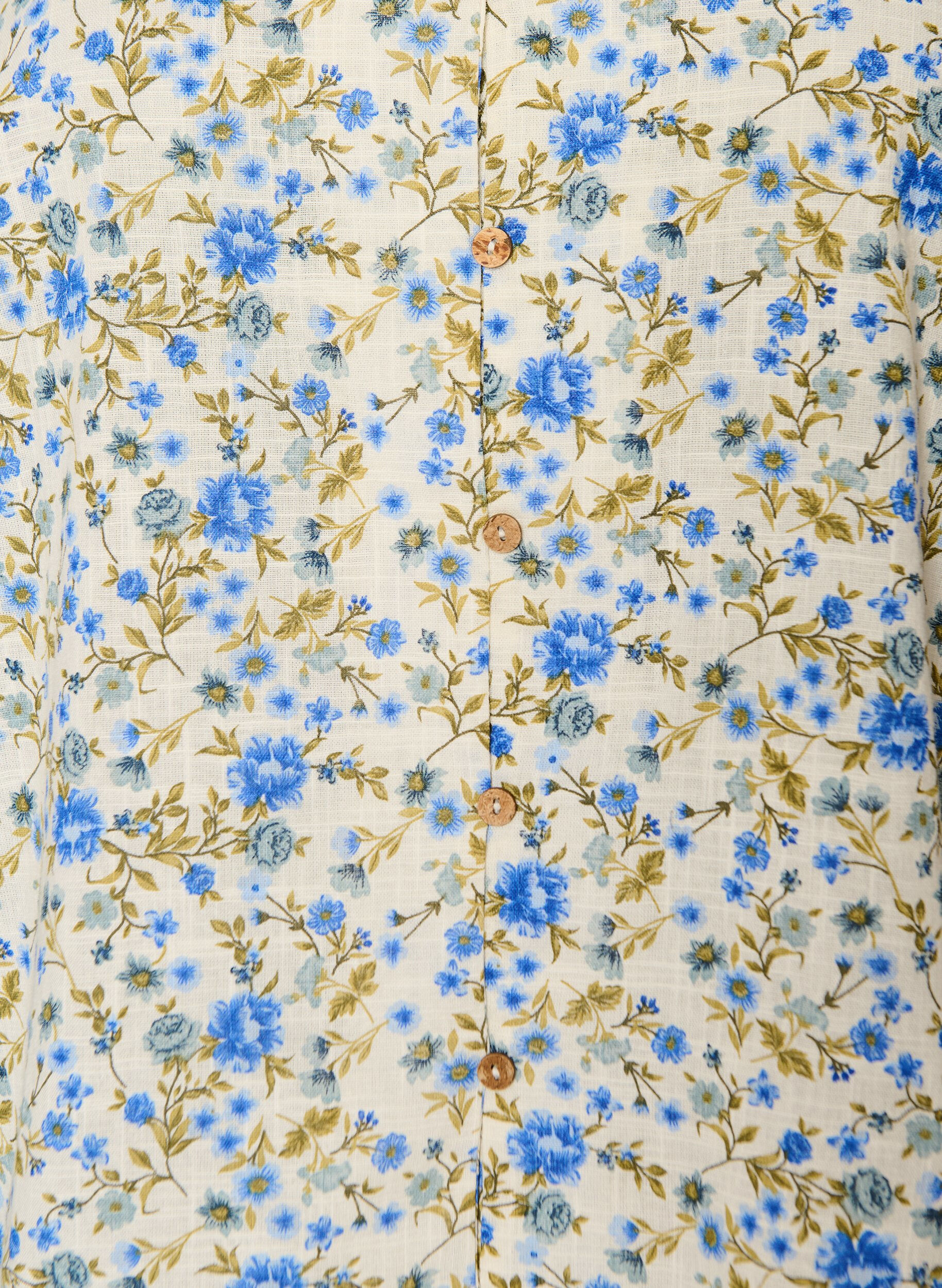 ZizzifashionShort-sleeved cotton shirt with a V-neck, Blue, Packshot image number 2