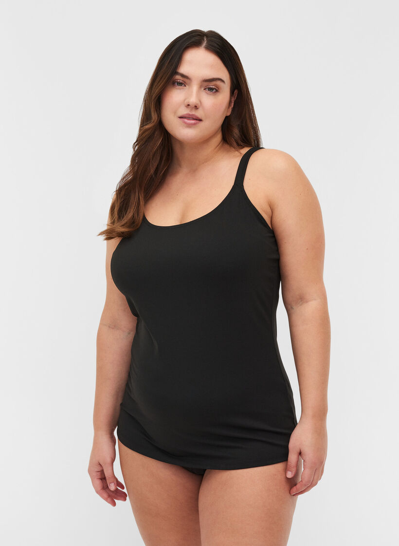 Light shapewear top with adjustable straps, Black, Model image number 0