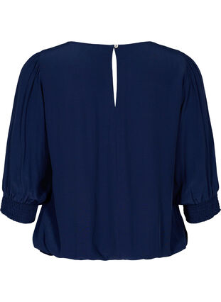 Solid-coloured viscose blouse with a balloon effect, Navy Blazer, Packshot image number 1