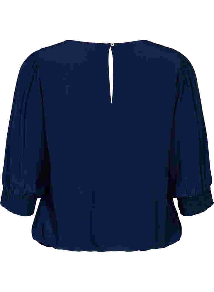 Solid-coloured viscose blouse with a balloon effect, Navy Blazer, Packshot image number 1
