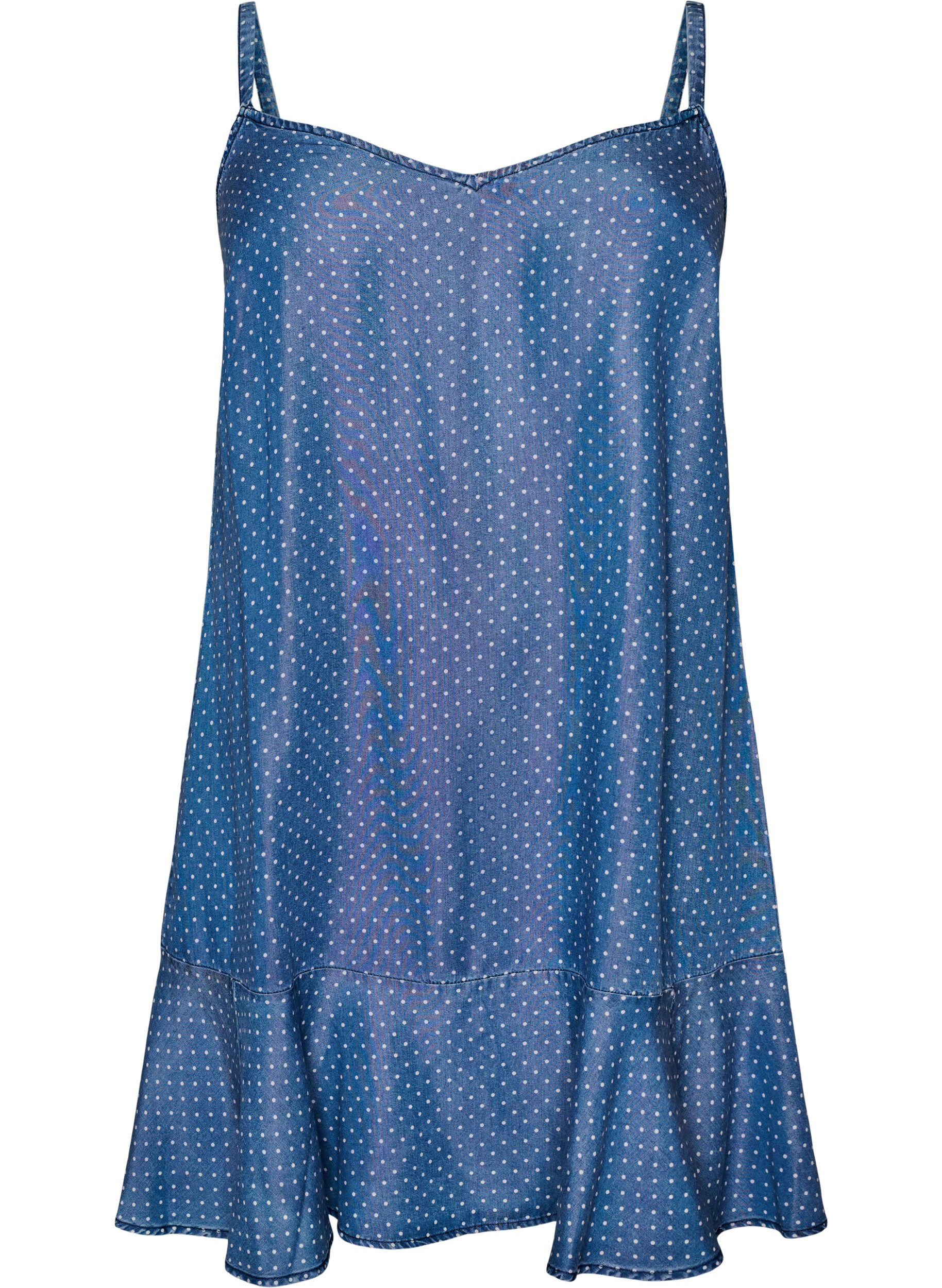 Zizzifashion Knee-length strap dress in TENCEL&trade; Lyocell with a denim look, Blue, Packshot image number 0