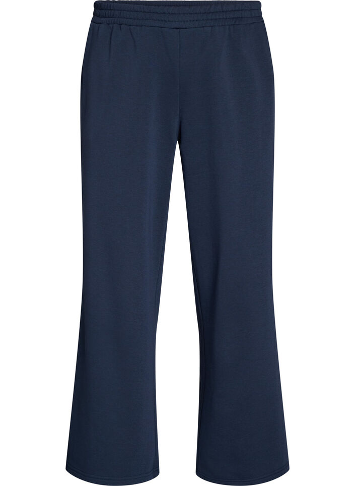 High-waisted sweatpants with wide legs, Blue, Packshot image number 0
