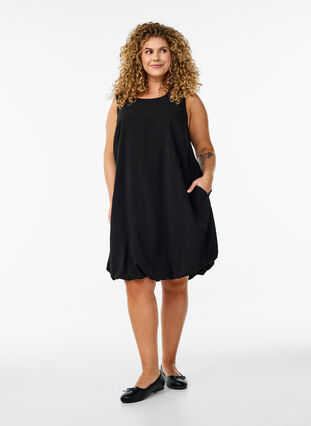 Knee-length balloon dress with pockets - Black - Sz. 40-64 - Zizzifashion Knee-length balloon dress with pockets - Black - Sz. 40-64 - Zizzifashion