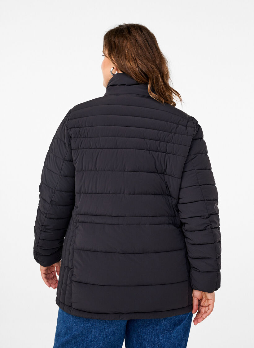 Short puffer jacket with pockets, Black, Model image number 2