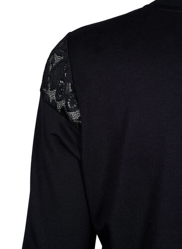Sweatshirt with lace, Black, Packshot image number 3