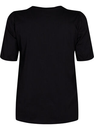 Cotton t-shirt with 2/4 sleeves, Black, Packshot image number 1