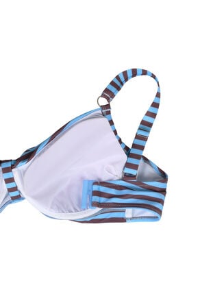 Underwired bikini bra with print, BlueBrown Stripe AOP, Packshot image number 3