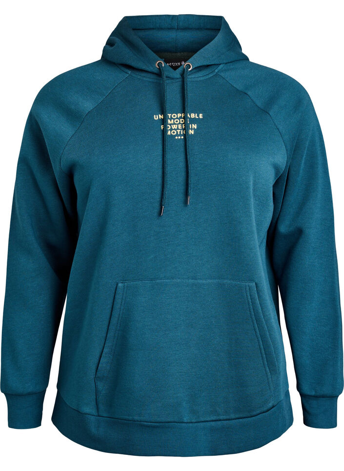Hoodie with embroidered front motif, Green, Packshot image number 0