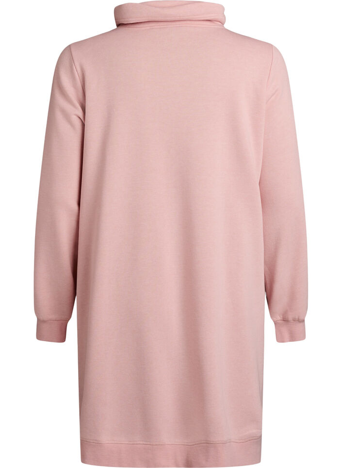 Short sweatshirt dress with high collar and pockets, Red, Packshot image number 1