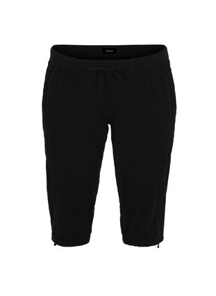 Cotton Capri trousers , Black, Packshot image number 0