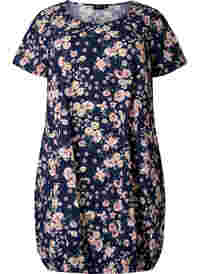 Short-sleeved, printed cotton dress
