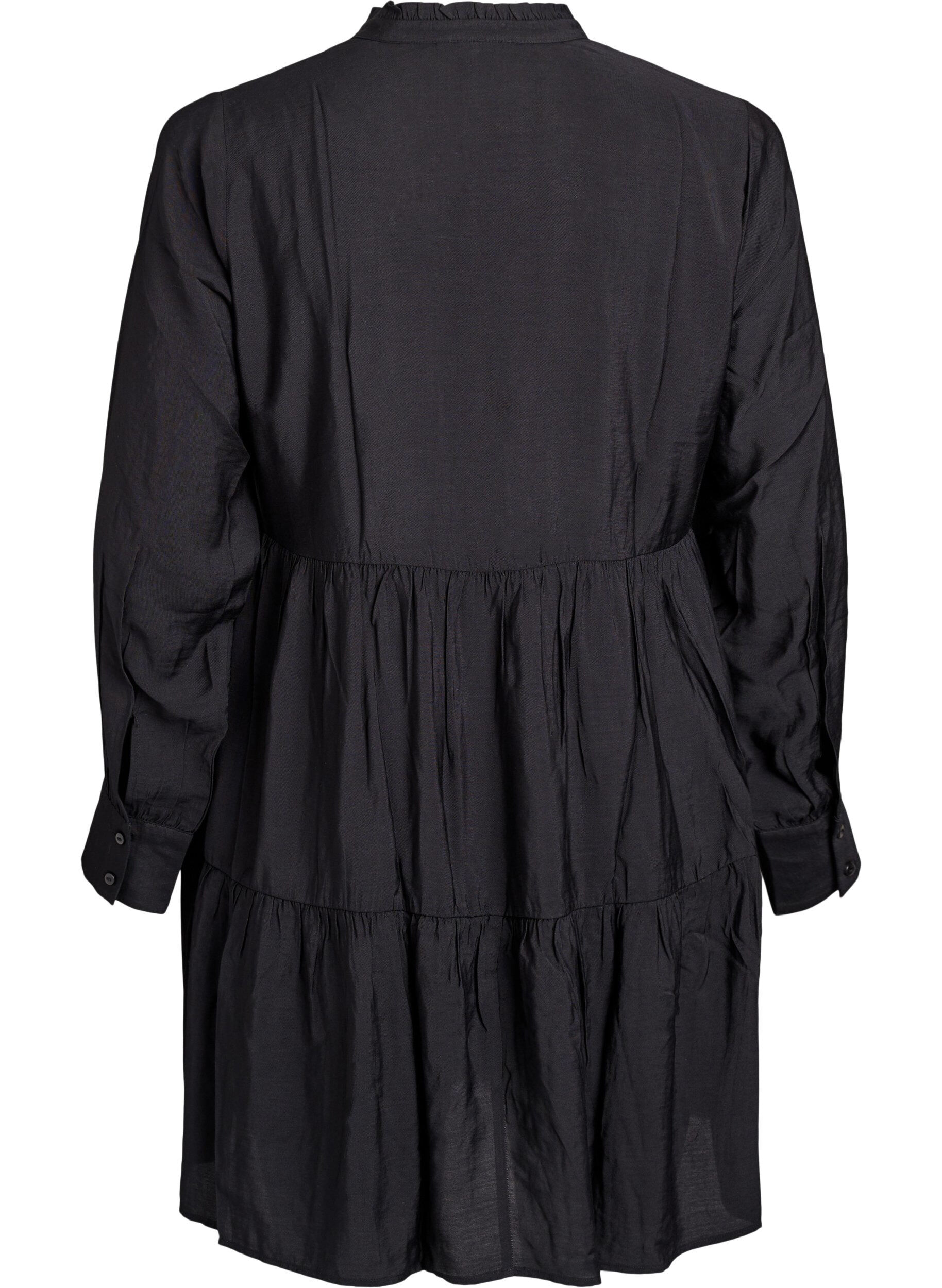 Zizzifashion A-line dress with ruffle collar, Black, Packshot image number 1