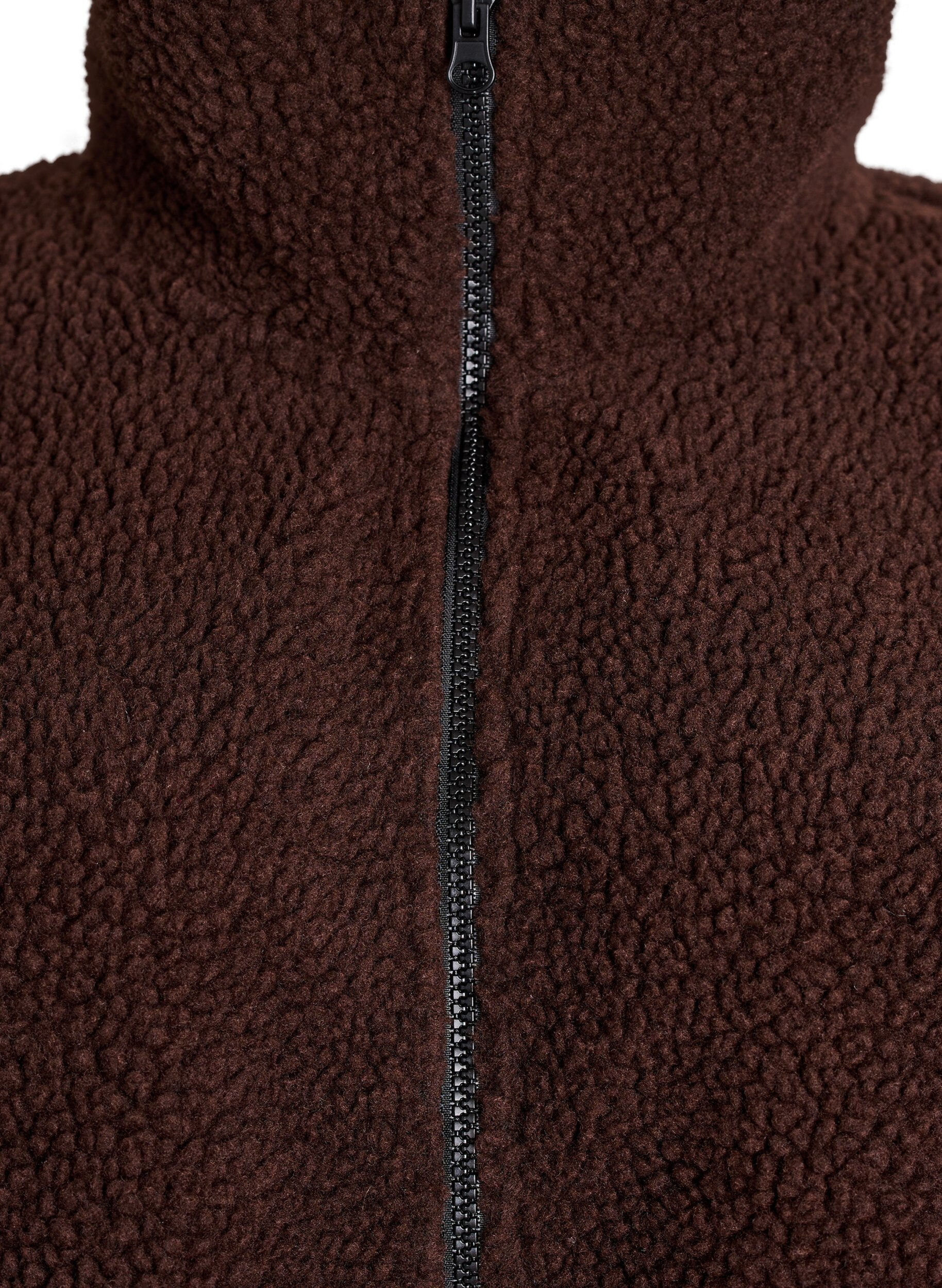 Zizzifashion Sporty teddy fleece jacket with zipper, Brown, Packshot image number 2