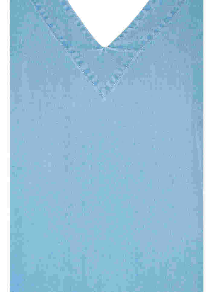 Blouse with draped sleeves, Light blue denim, Packshot image number 2