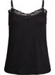 Ribbed jersey top with lace trim, Black, Packshot image number 0