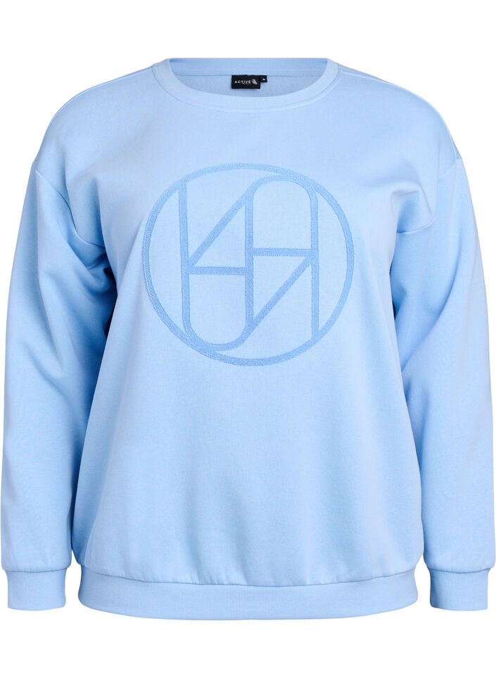 Sweatshirt with terry logo, Light Blue, Packshot image number 0