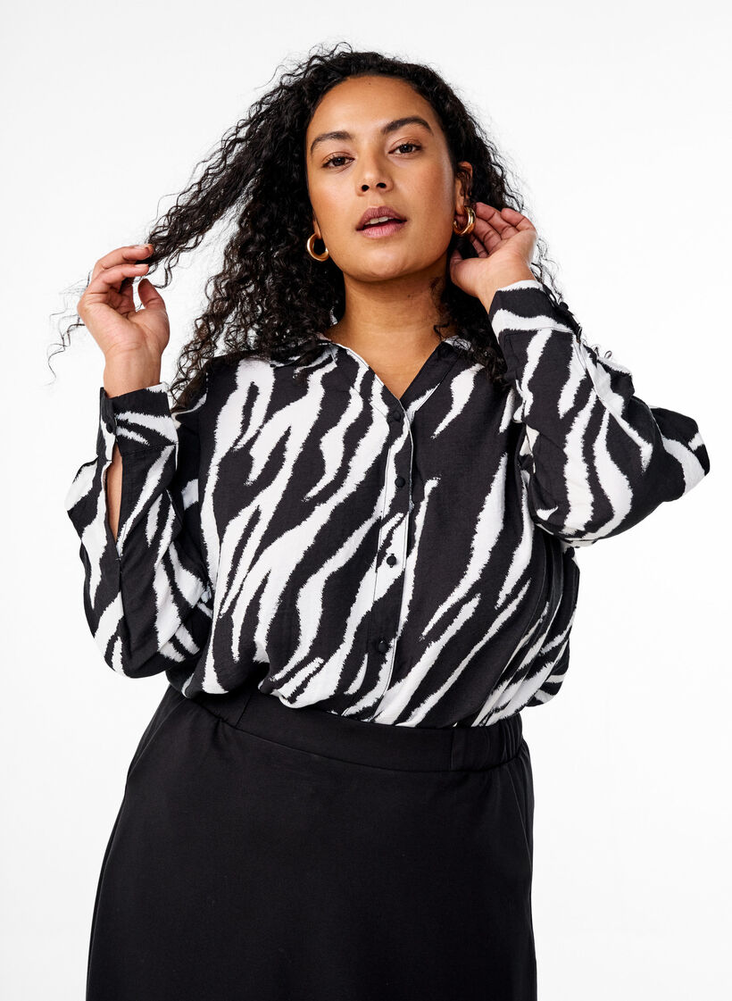 Zebra print shirt, Black, Model image number 0