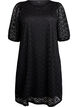 Knee-length dress with eyelet pattern and short sleeves, Black, Packshot image number 0