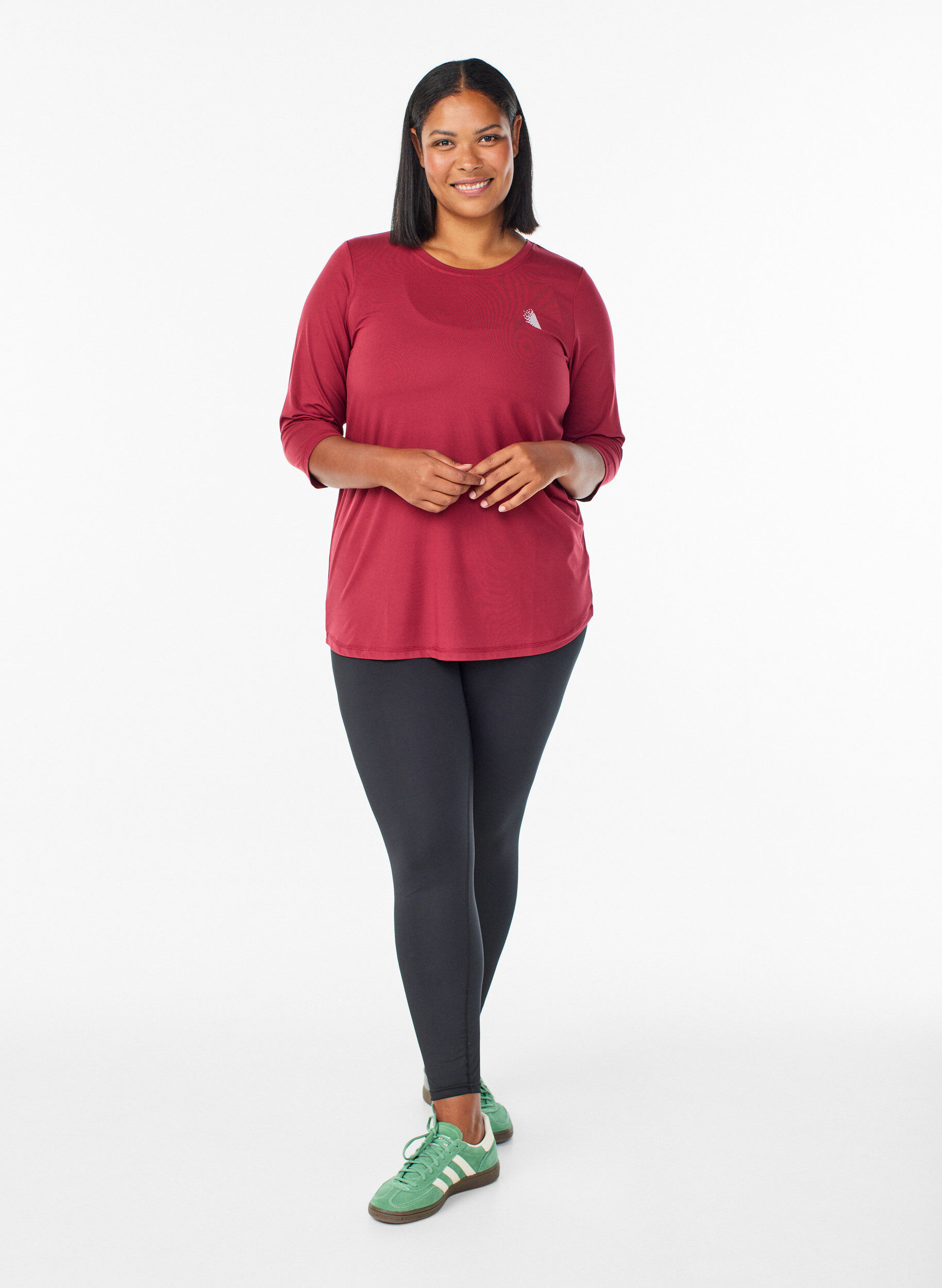ZizzifashionWorkout top with 3/4 sleeves, Red, Model image number 1