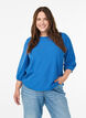 Blouse with texture and 3/4 sleeves, Blue, Model image number 0