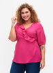 Wrap blouse in viscose with 1/2 sleeves, Beetroot Purple, Model image number 0