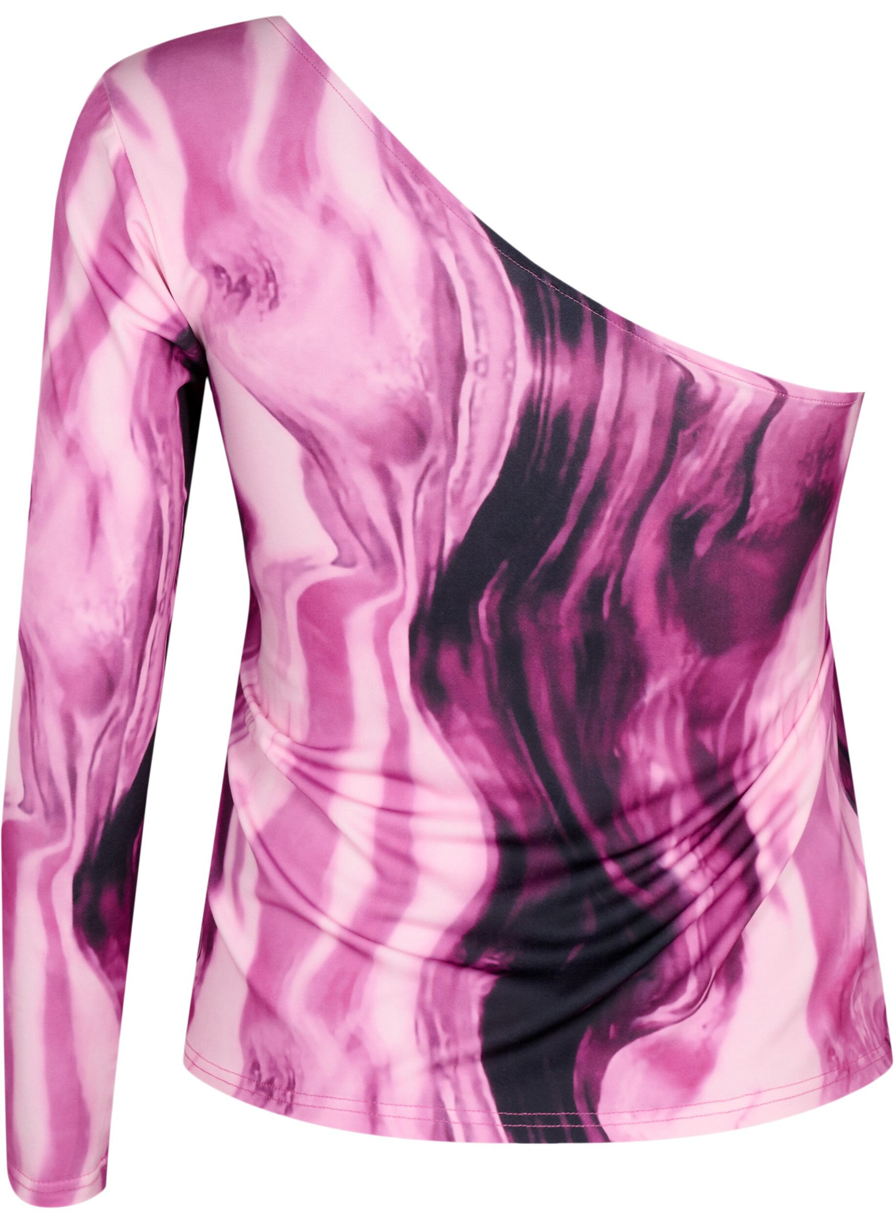 Zizzifashion One-shoulder blouse with print, Raspberry Rose AOP, Packshot image number 1