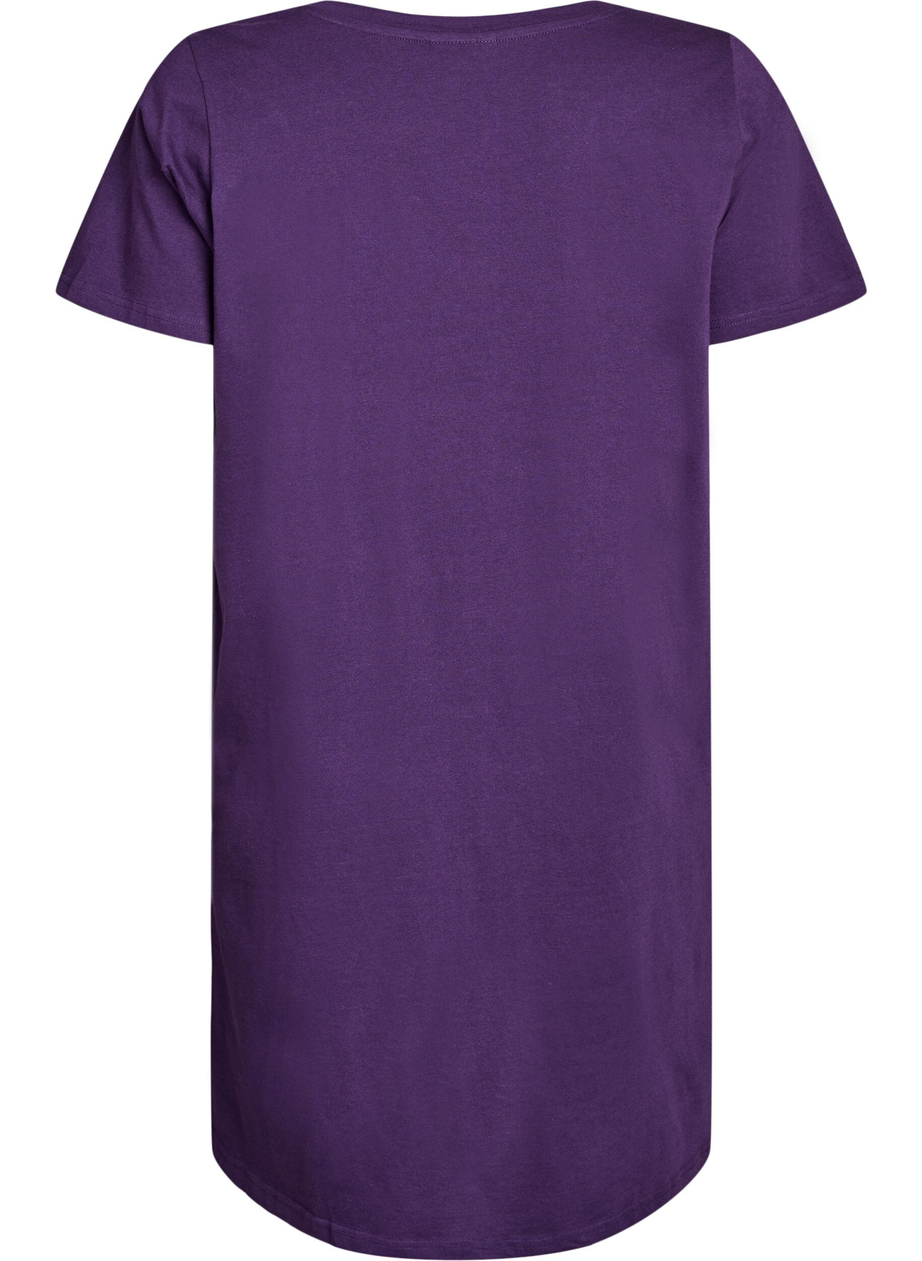 Zizzifashion Organic cotton nightdress with V-neck, Purple, Packshot image number 1