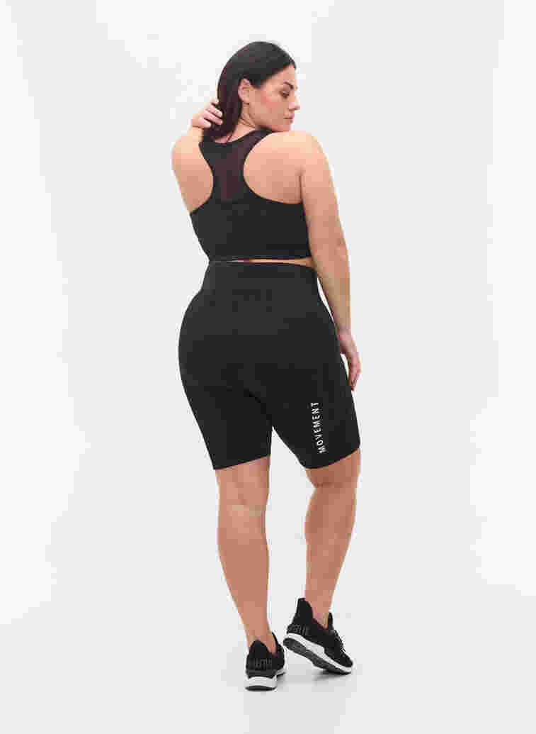 Close-fitting sports shorts with text print, Black, Model image number 0