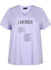 Cotton t-shirt with v-neck and text