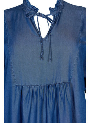 Dress with 3/4 sleeves in lyocell (TENCEL™), Blue denim, Packshot image number 2