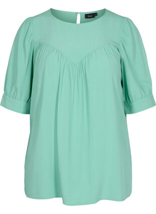 A-line blouse in viscose, Dusty Jade Green, Packshot image number 0