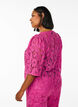 Lace blouse with 3/4 sleeves and bows on the front, Purple, Model image number 2