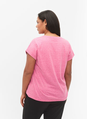 Melange t-shirt with short sleeves, Beetroot Purple Mél, Model image number 1