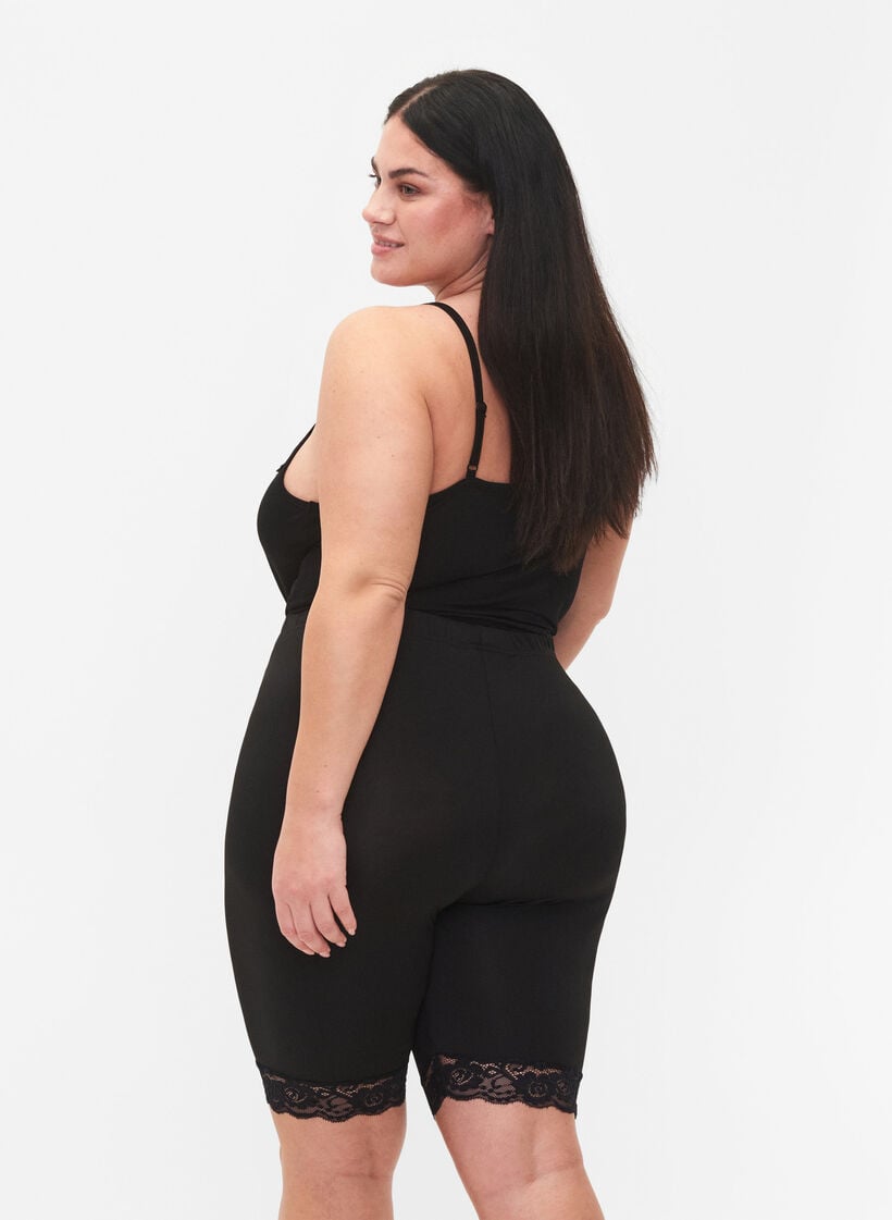 2-pack cycling shorts with lace trim, Black / Black, Model image number 1