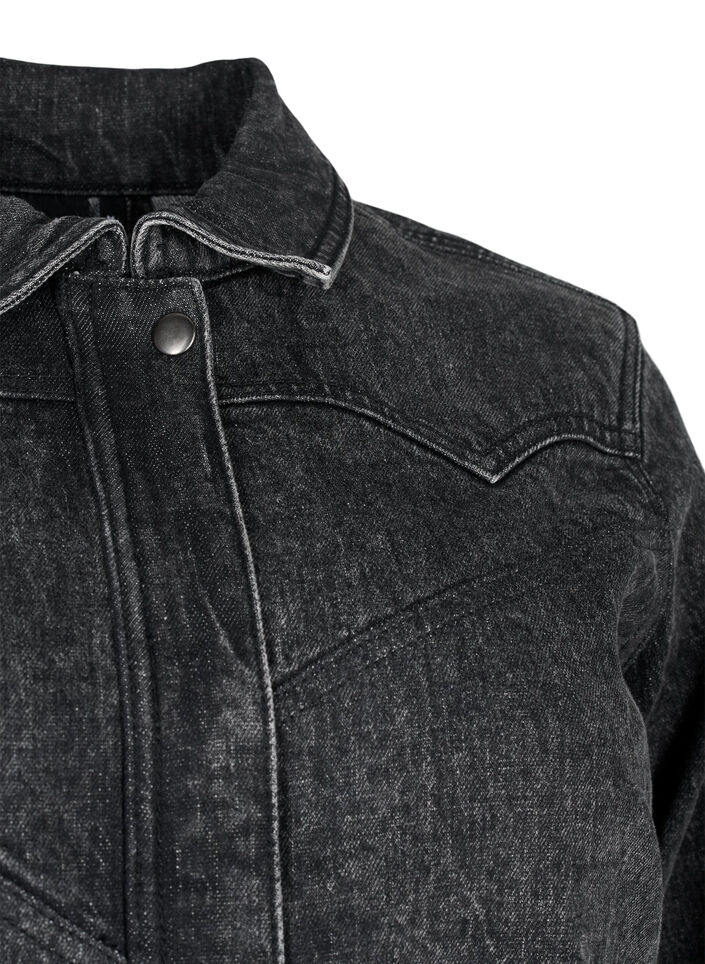 Denim jacket with hidden zip, Dark Grey Denim, Packshot image number 2