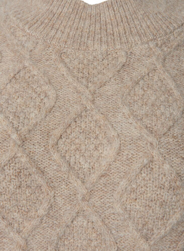 Patterned knit sweater with turtleneck, Simply Taupe Mel., Packshot image number 2